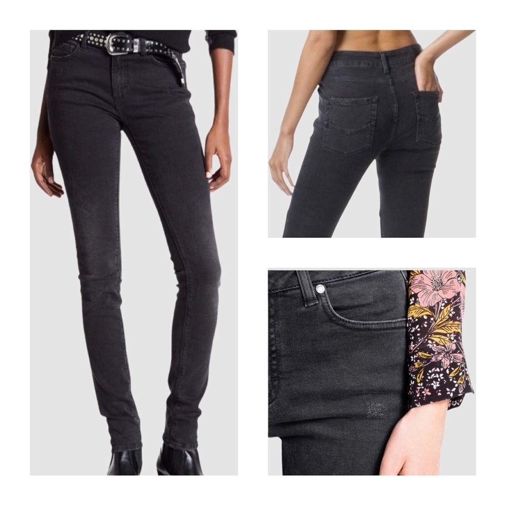 ZADIG & VOLTAIRE Eva Gris Destroy Deluxe Black Skinny Jeans Size 26 - Picture 2 of 16